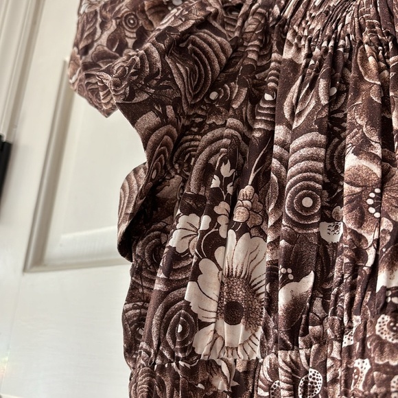 ULLA JOHNSON Nanette Dress in Teak‎ Brown Floral Print Midi Gown Size 6 Poplin - Picture 9 of 17